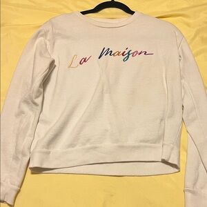 Cotton On White Crewneck with Multicolor 'La Maison' Script